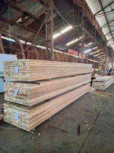 Stacks of kiln-dried Bangkirai and Merbau timber ready for export