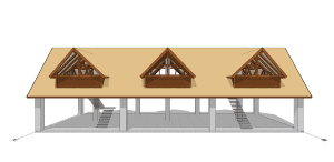 Architectural 3D visualization of tropical villa roof using Merbau wood in Seychelles