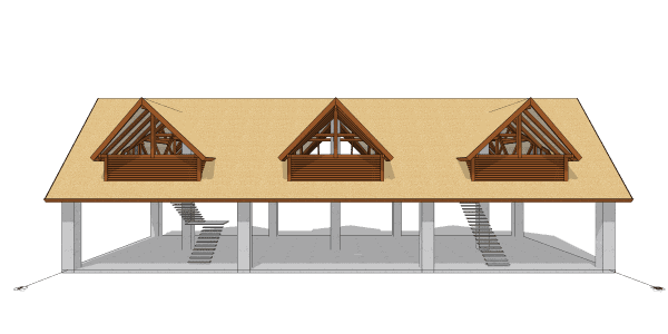 Architectural 3D visualization of tropical villa roof using Merbau wood in Seychelles