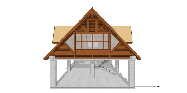 Touchwood 3D render showcasing Merbau timber roofing concept for resort project in Seychelles