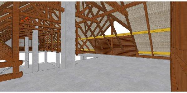 Architectural concept image of Merbau wood roof design in Seychelles by Touchwood