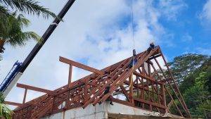 Luxury Merbau timber roof construction in Seychelles resort project by Touchwood
